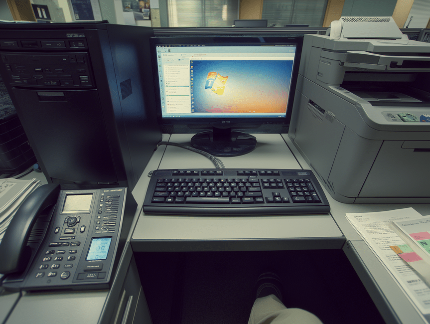 Equipo de oficina con herramientas digitales, representando registros, trazabilidad y soporte operativo del control interno