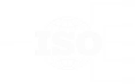 Gráfico con el logotipo ISO y referencias a diferentes normas que se apoyan en una gestión de procesos empresariales estructurada