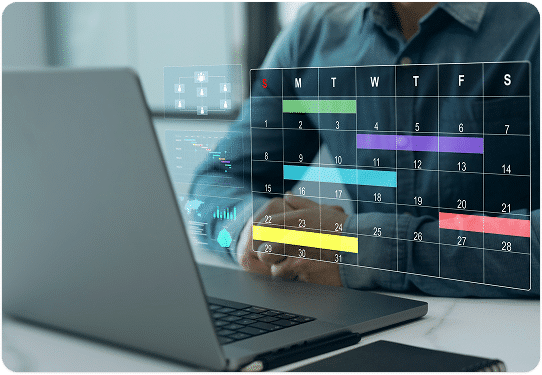 software de gestión de auditorias que permite organizar el cronograma, vista de laptop con calendario saliente