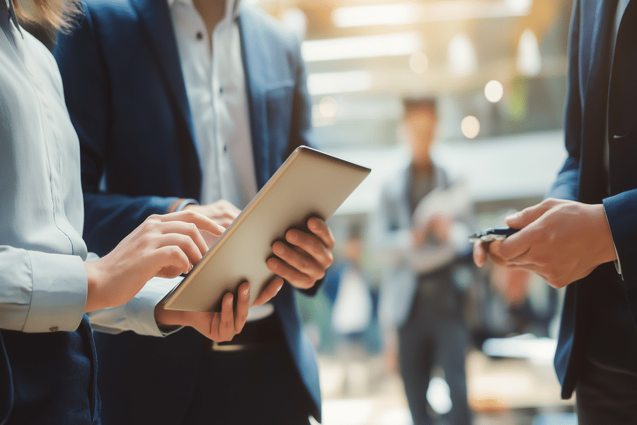 Revisión en tablet de acciones del programa de mejora continua.