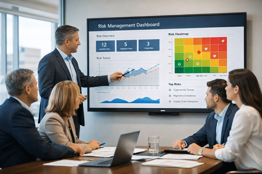 Dashboard de un sistema de gestión de riesgos empresariales