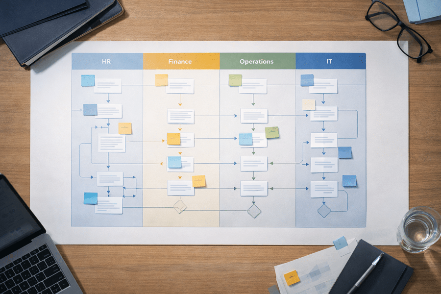 Mapa de procesos empresariales organizado por areas funcionales